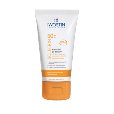 Miniaturka artykułu - IWOSTIN SOLECRIN krem-żel do twarzy SPF 50+, 50 ml