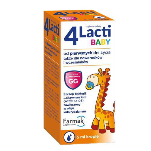 Miniaturka artykułu - 4 LACTI BABY Krople, 5 ml USZKODZONE OPAKOWANIE/TEKTUROWE