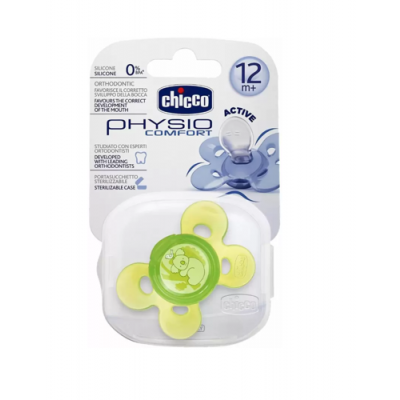 Miniaturka artykułu - CHICCO PhysioComfort smoczek 12m+ zielony - 1 sztuka