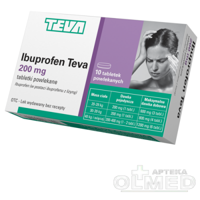 Miniaturka artykułu - Ibuprofen Teva 0,2 g - 10 tabletek (25110)