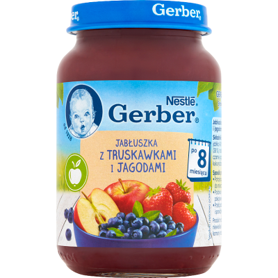 Miniaturka artykułu - Gerber Jabłuszka z truskawkami i jagodami po 8 miesiącu 190 g