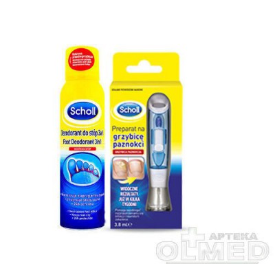 SCHOLL Zestaw Preparat na grzybicę paznokci - 3,8 ml + Dezodorant do st&oacute;p 3w1 - 150 ml
