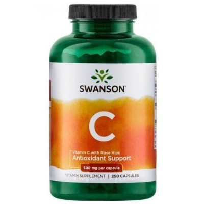 Miniaturka artykułu - SWANSON Witamina C 500mg z dziką różą - 250 kapsułek 