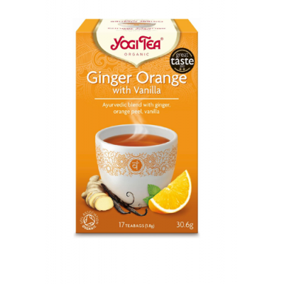 Miniaturka artykułu - YOGI TEA Ginger orange & vanilla Imbirowo-pomarańczowa z wanilią, 17 saszetek