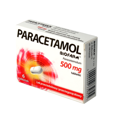 Miniaturka artykułu - Paracetamol BIOFARM 500mg - 6 tabletek