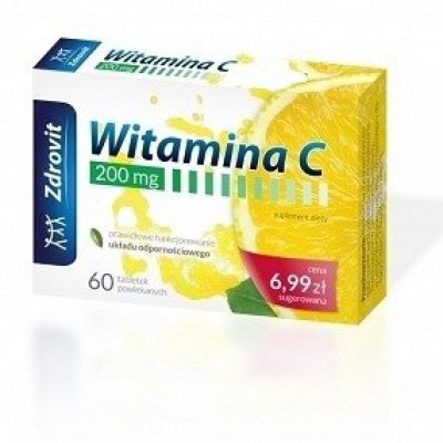 Miniaturka artykułu - ZDROVIT Witamina C 200 mg - 60 tabletek
