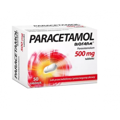 Miniaturka artykułu - Paracetamol BIOFARM 500mg- 50 tabl.
