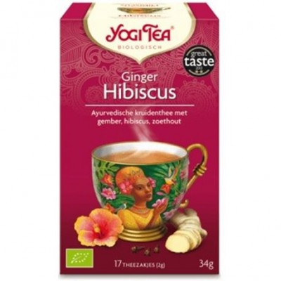 Miniaturka artykułu - YOGI TEA Ginger hibiscus Imbir z hibiskusem, 17 saszetek