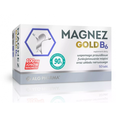 Miniaturka artykułu - Magnez Gold B6 0,1g Mg - 50 tabletek