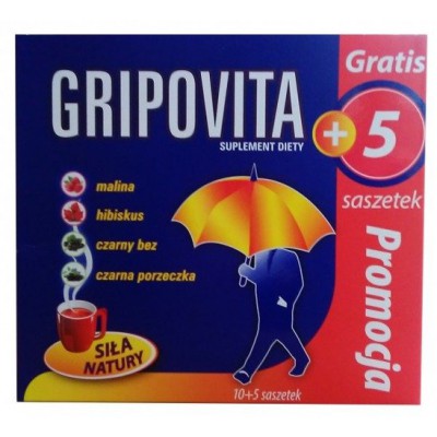 Miniaturka artykułu - Zdrovit Gripovita - 10 + 5 saszetek (gratis)