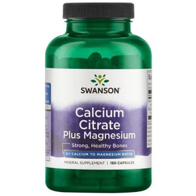 Miniaturka artykułu - SWANSON Calcium Citrate plus magnesium Cytrynian wapnia & magnez - 150 kapsułek 