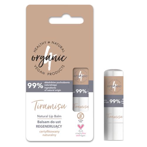 Miniaturka artykułu - 4ORGANIC Balsam do ust regenerujący Tiramisu, 5g
