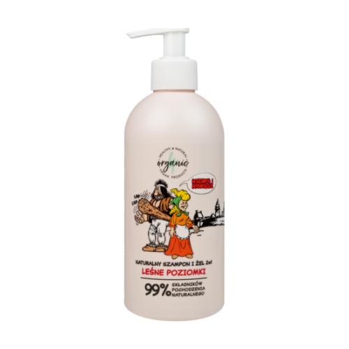 Miniaturka artykułu - 4Organic Kajko i Kokosz Naturalny szampon I żel do mycia dla dzieci 2w1 Leśne Poziomki, 350ml	