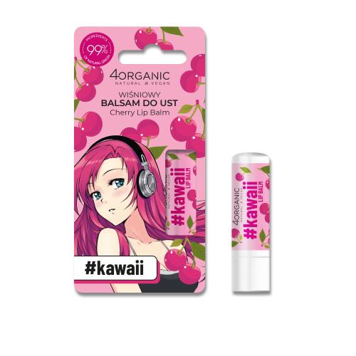 Miniaturka artykułu - 4Organic Kawaii Naturalny balsam do ust - Cherry, 5g