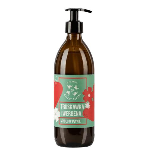 Miniaturka artykułu - CZTERY SZPAKI (4szpaki) Mydło w płynie Truskawka i Werbena, 500ml