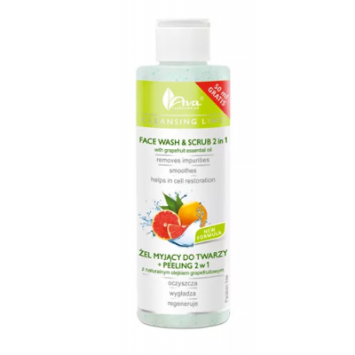 Miniaturka artykułu - AVA Żel myjący do twarzy z peelingiem 2w1 grapefruit - 200 ml (30037)