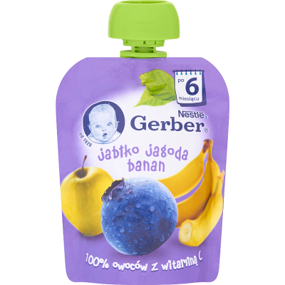 Miniaturka artykułu - Gerber Deserek Jabłko jagoda banan po 6 miesiącu 90 g