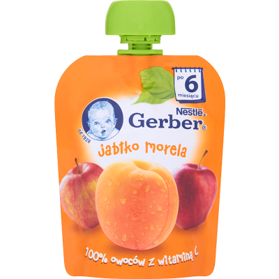 Miniaturka artykułu - Gerber Deserek Jabłko morela po 6 miesiącu 90 g