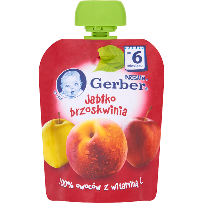 Miniaturka artykułu - Gerber Deserek Jabłko brzoskwinia po 6 miesiącu 90 g