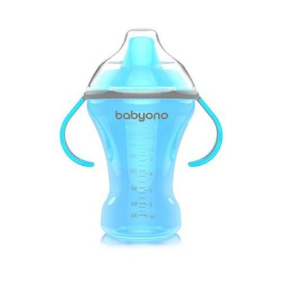 BABYONO Kubek niekapek twardy ustnik 1457 niebieski - 260 ml