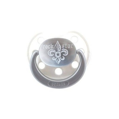 Miniaturka artykułu - Rock Star Baby Smoczek ortodontyczny FLEUR jasny 0-3m 90317 - 1 sztuka