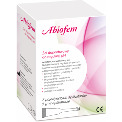 Miniaturka artykułu - Abiofem Żel dopochwowy - 7 aplikator&oacute;w x 5g