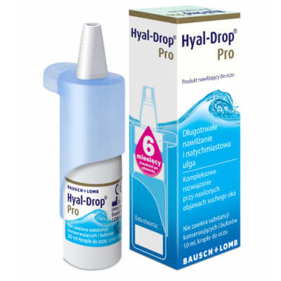 Miniaturka artykułu - HYAL-DROP PRO Krople do oczu, 10 ml - nawilżające krople do oczu