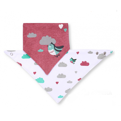Miniaturka artykułu - BABYONO śliniak apaszka, bordowy (879/01) - 2 sztuki