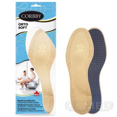 Miniaturka artykułu - CORBBY ORTO SOFT Wkładki sk&oacute;rzane z pelotą - 1 para