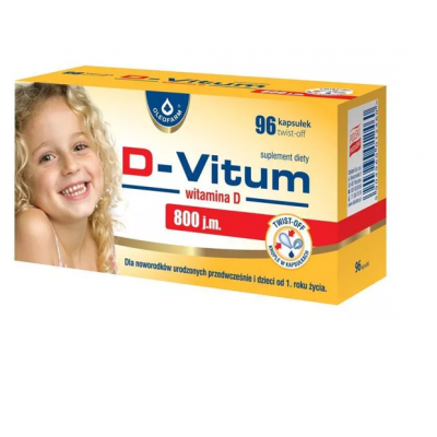 Miniaturka artykułu - D-Vitum 800 j.m. witamina D - 96 kapsułek
