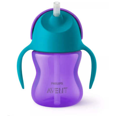 Miniaturka artykułu - AVENT Kubek ze słomką 200ml 796/02 9m+ fiolet