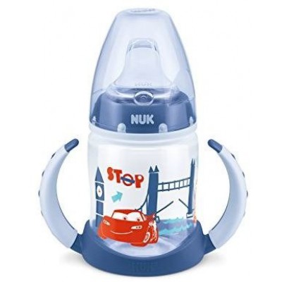 Miniaturka artykułu - NUK butelka z podw&oacute;jnym uchwytem AUTA 6-18m granatowy - 150ml 