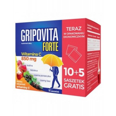Miniaturka artykułu - Gripovita Forte - 15 saszetek 