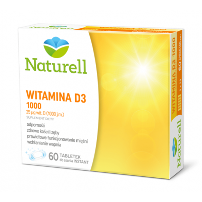 Miniaturka artykułu - Naturell Witamina D3 1000, 60 tabletek do ssania