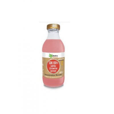Miniaturka artykułu - Sok 100% jabłko, żurawina, granat EkaMedica food- 0,3l