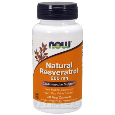 Miniaturka artykułu - NOW Natural Resveratrol 200mg- 60 kaps.