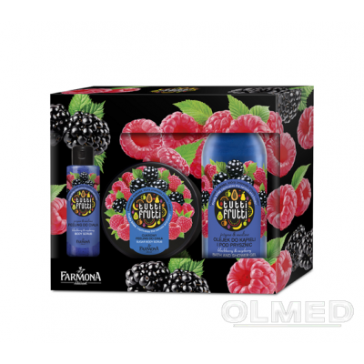 FARMONA TUTTI FRUTTI Zestaw jeżyna malina Olejek do kąpieli,  500 ml + Peeling do ciała, 100 ml + Masło do ciała, 275 ml