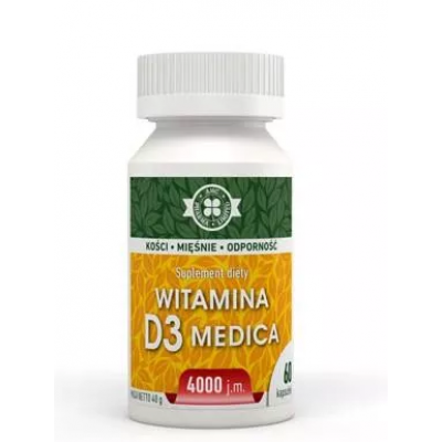 Miniaturka artykułu - Witamina D3 Medica 4000 j.m.- 60 kaps.