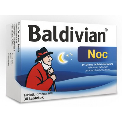 Miniaturka artykułu - Baldivian Noc 30 tabletek - Lek pomagający przy bezsenności