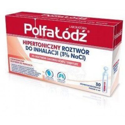 Miniaturka artykułu - Hipertoniczny roztw&oacute;r NaCl 3% Laboratoria Polfa Ł&oacute;dź- 30 ampułek x 4ml