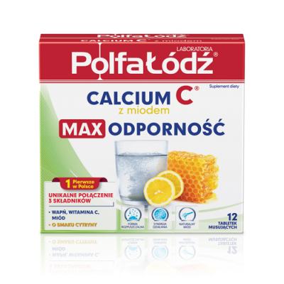 Miniaturka artykułu - Calcium C z miodem Max Odporność - 12 tabl. mus. Laboratoria Polfa Ł&oacute;dź