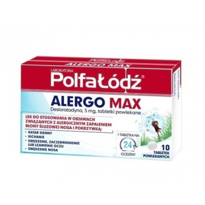 Miniaturka artykułu - Alergo Max Polfa Ł&oacute;dź 5mg- 10 tabl.