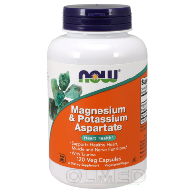 Miniaturka artykułu - NOW Magnesium & Potassium Aspartate, 120kaps.