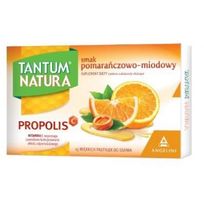 Miniaturka artykułu - TANTUM NATURA smak pomarańczowo- miodowy- 15past. do ssania