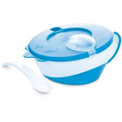 Miniaturka artykułu - CANPOL BABIES Miseczka z łyżeczką - niebieska 350ml 31/406