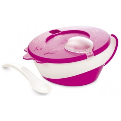Miniaturka artykułu - CANPOL BABIES Miseczka z łyżeczką R&oacute;ż- 350ml 31/406