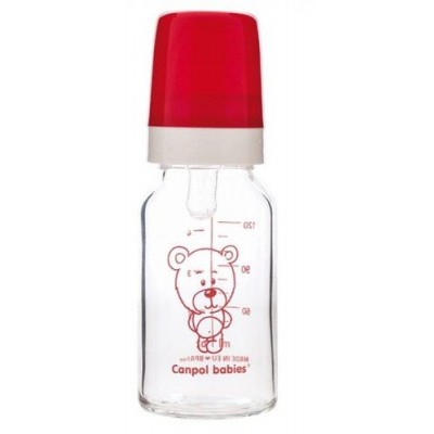 Miniaturka artykułu - CANPOLBABIES Butelka szklana czerwona 3m+- 120ml 42/102
