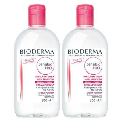 Miniaturka artykułu - BIODERMA SENSIBIO H2O płyn, 500ml + 500ml