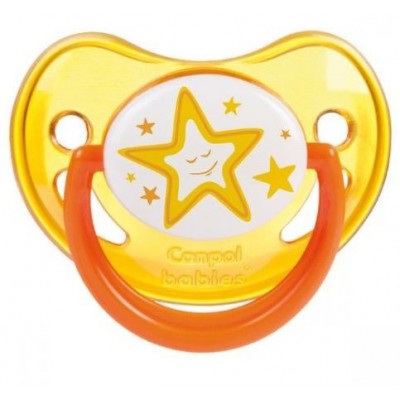 Miniaturka artykułu - CANPOLBABIES Smoczek uspokajający 6-18m Night Pomarańczowy 22/501