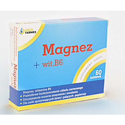 Miniaturka artykułu - Magnez + wit. B6 - 60 tabletek - Goldfarmex
